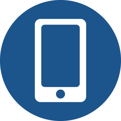 Mobile phone icon in blue circle